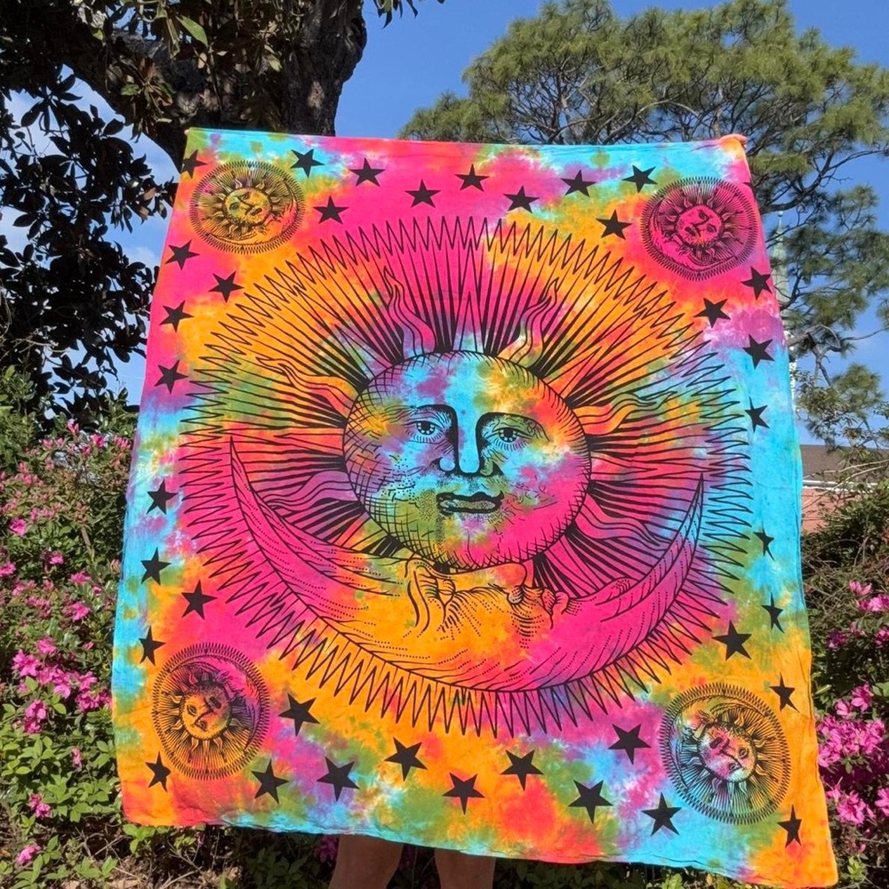 Celestial tie dye tapestry